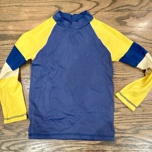 Mini Boden Long Sleeve Swim Rash Guard - Navy & Yellow